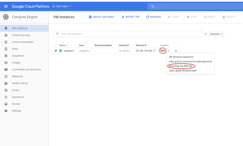 connect to your VM instance dashboard